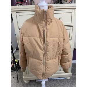 Lovers and Friends Women's Jillian Tan Puffer Cropped Size S